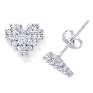 Macy's Heart Cubic Zirconia Silver Plated Stud Earrings
